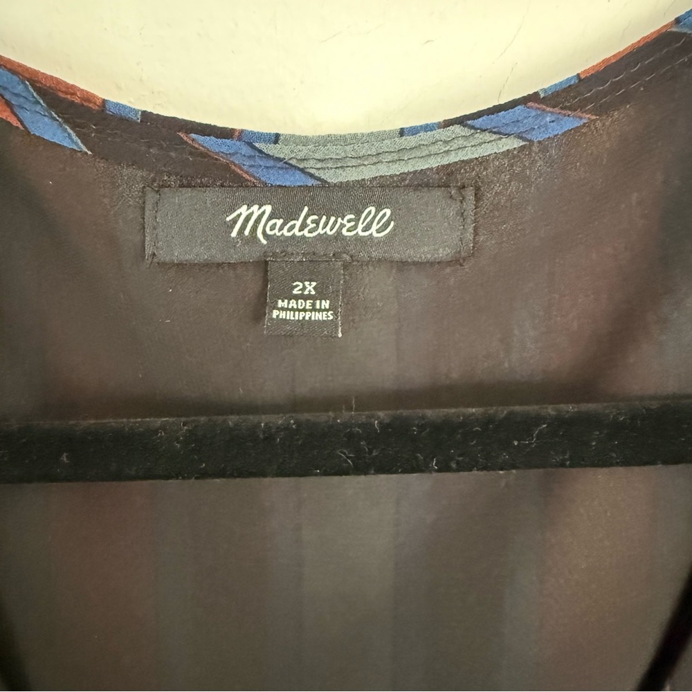 Madewell Women's Size 2X Academy Stripe Retro Blouse Top Sheer Sleeve Modern - Picture 5 of 10